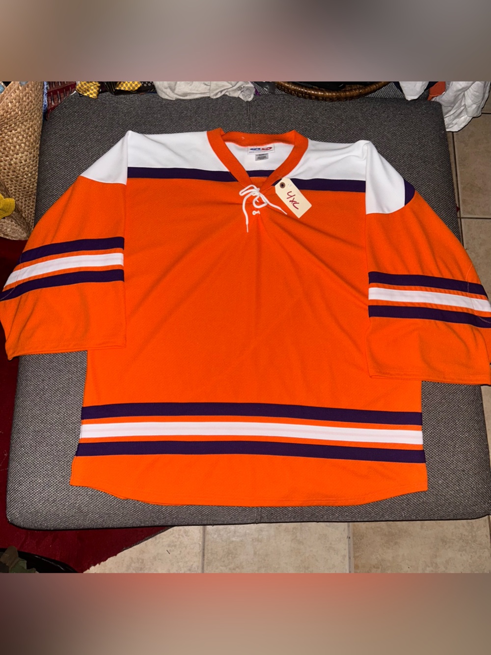 Vintage Orange NHL Retro Goalie Hockey Jersey Size 4XL - Orange Purple